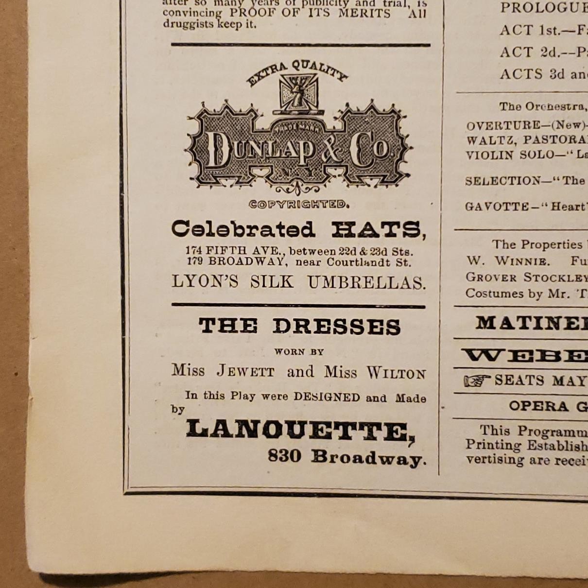5174----1880 Union Square Theatre NYC program or broadside