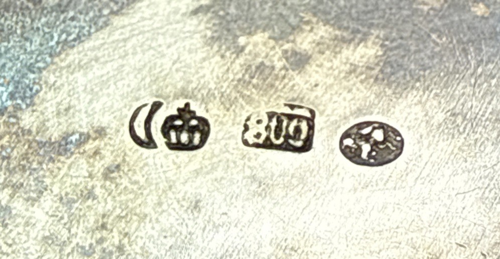 Antique Victorian Shot Glass Cup German 800 Sterling Silver Gebruder Kuhn ? Gold