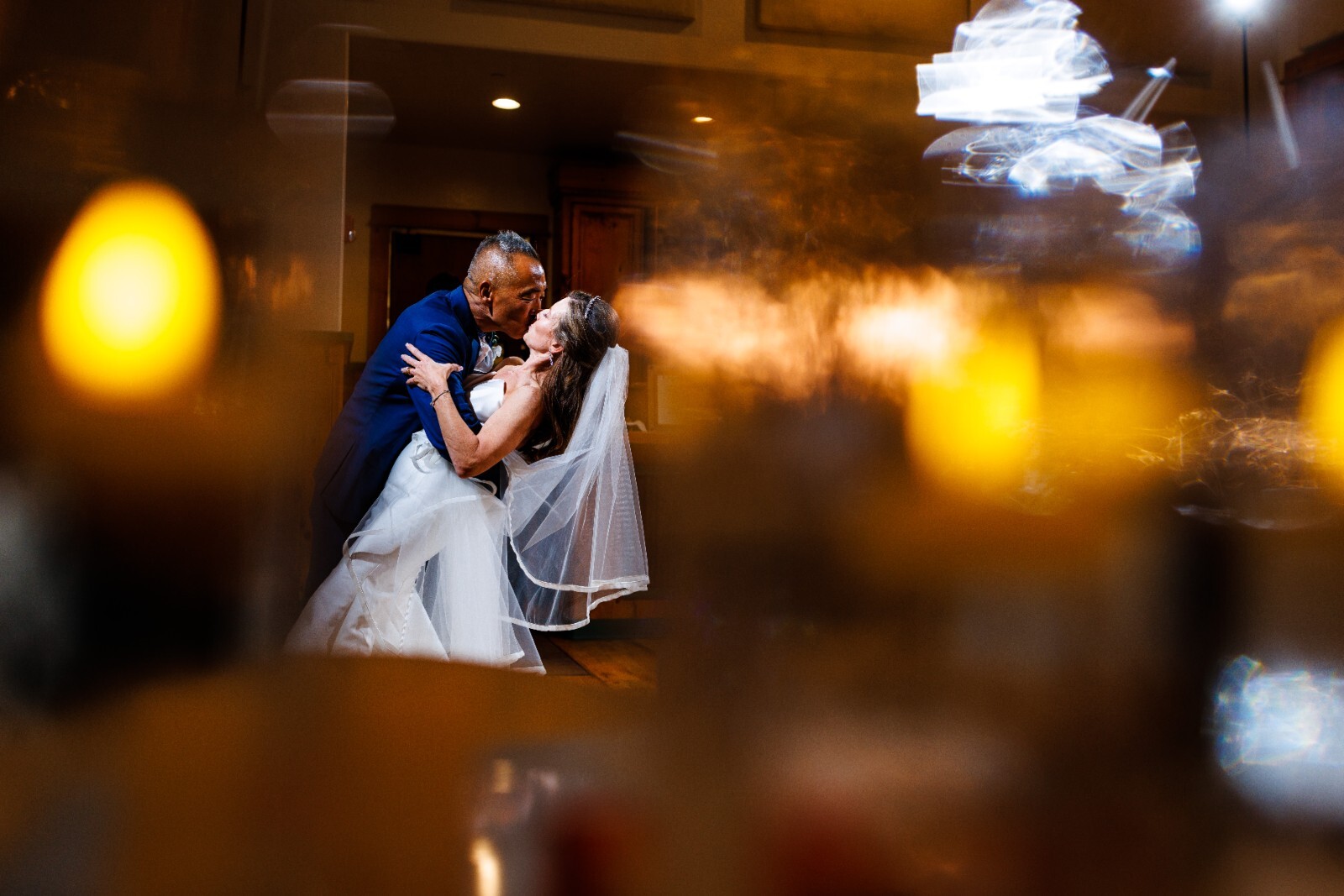 wedding veil chapel length Peter Langer off white with delicate rope trim