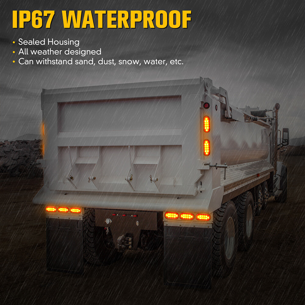 Red 6" Oval LED Trailer Truck Lights Boat Sealed Stop Turn Tail Brake Waterproof