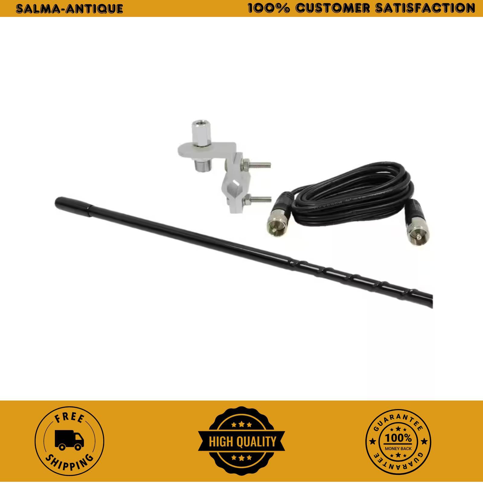Mirror Mount Fiberglass CB Antenna Kit in Black, 3 Ft.