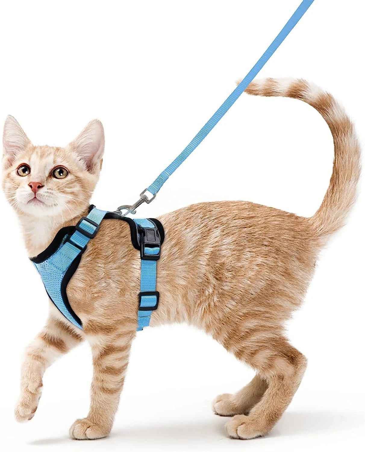 Cat Harness and Leash for Walking, Escape Proof Soft Adjustable Vest Harnesses f