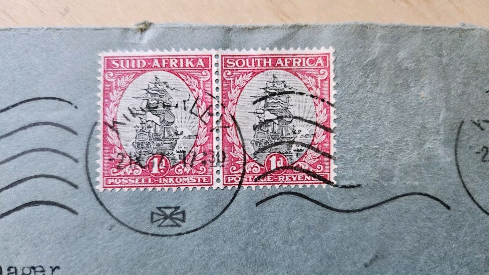 1937 South Africa to USA cover 1d posted Kimberley to Ft. Madison, Iowa