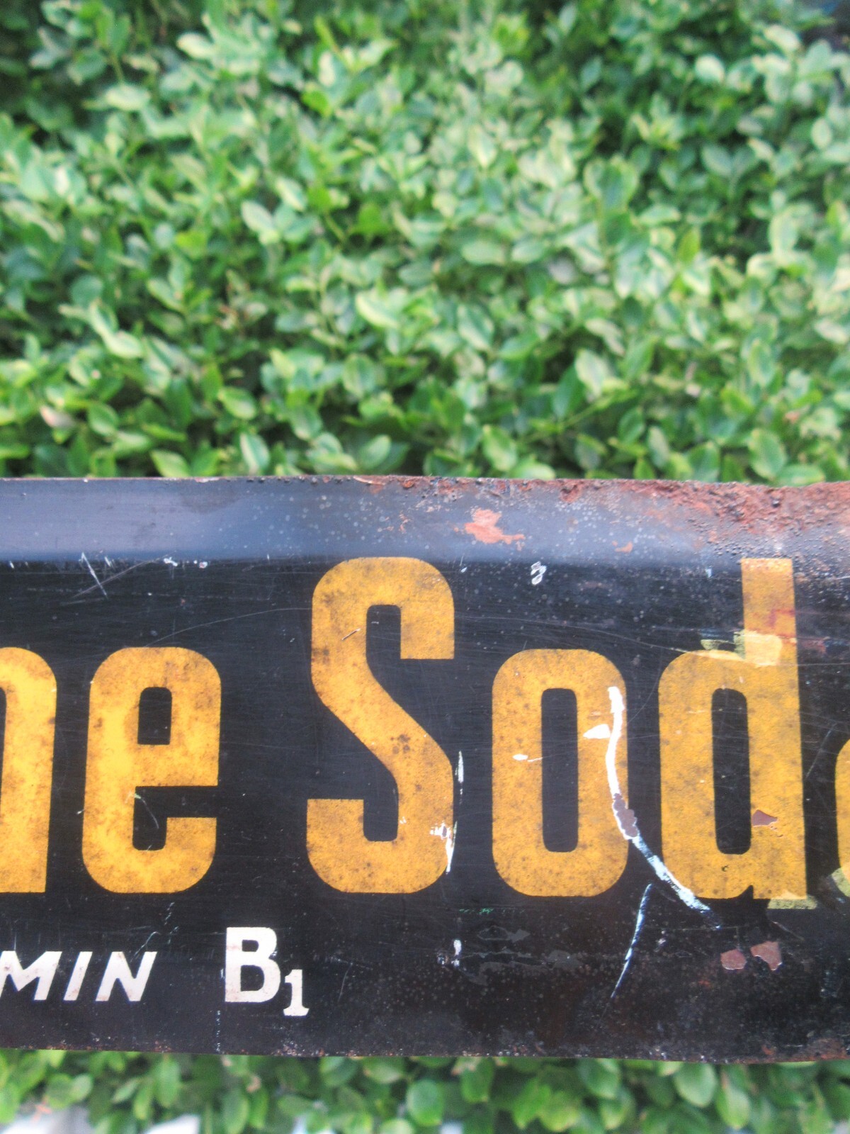 Vintage 1940's B-1 Lemon Lime Soda Tin Metal Door Push (16")