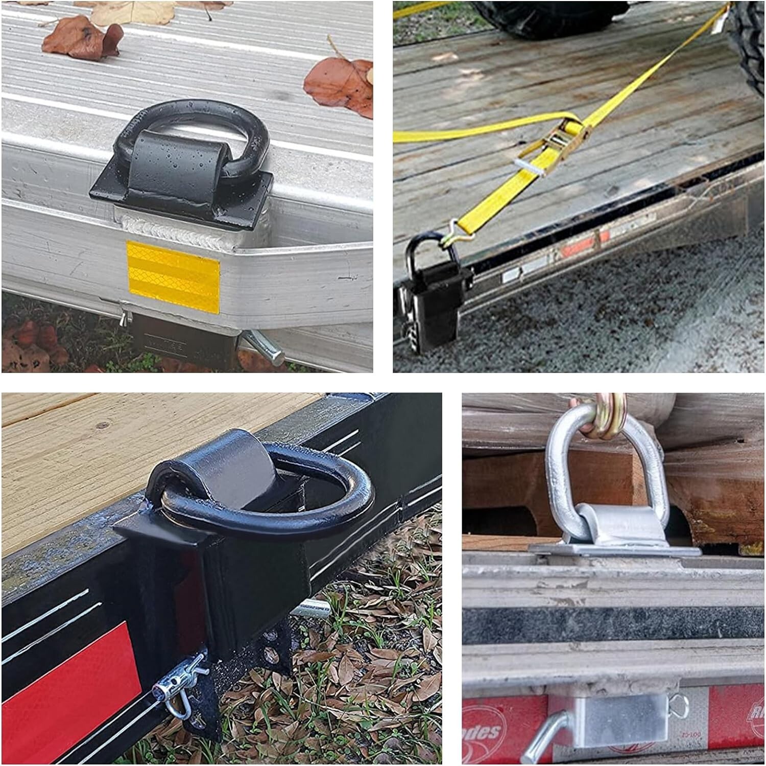 8 Pack Stake Pocket D Ring Heavy Duty Adjustable Trailer Stake Pocket,Black