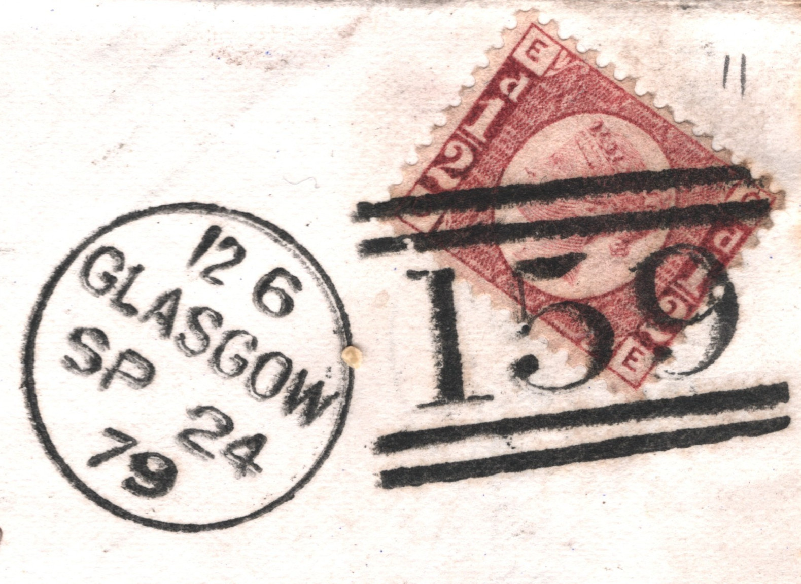 GB QV BANTAM ½d Plate 11 (EE) HALFPENNY Cover Glasgow 1879 Duplex {samwells}XB42