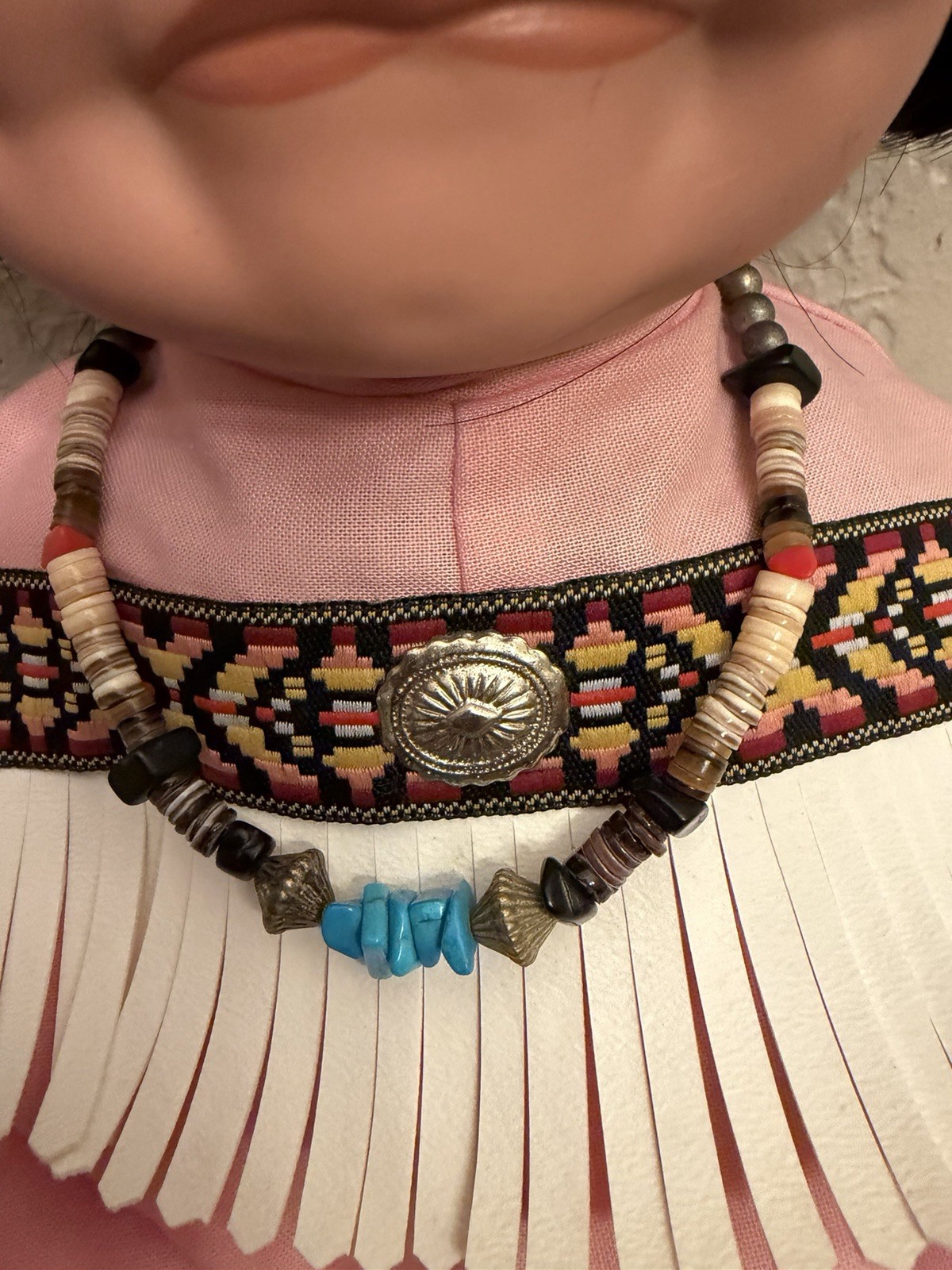 Vtg Louann Paul Native American Navajo Porcelain Face Hands Weighted Doll Signed