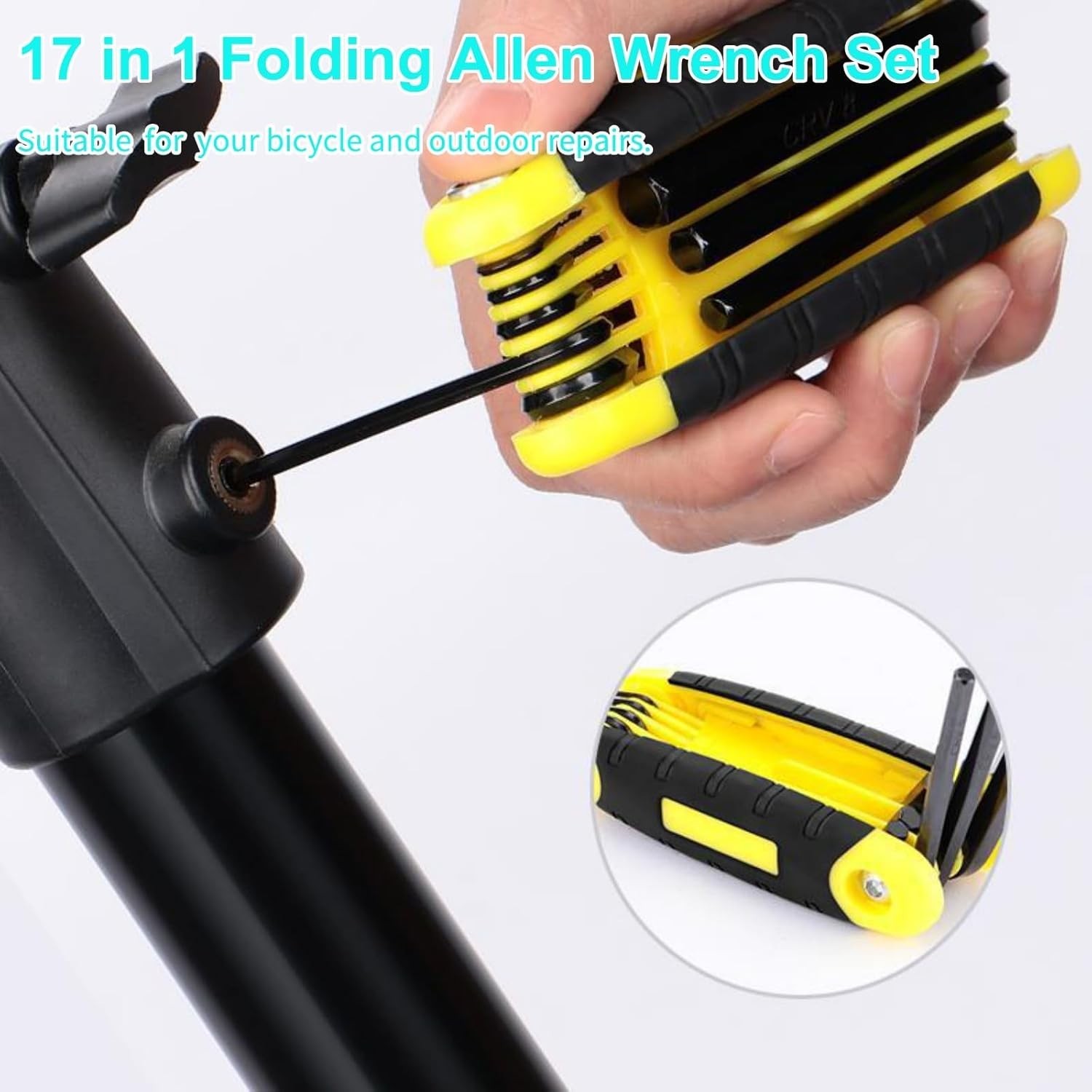 17-Piece Folding Allen Wrench Set | Metric & SAE Sizes | 2-Pack Portable Hex Too