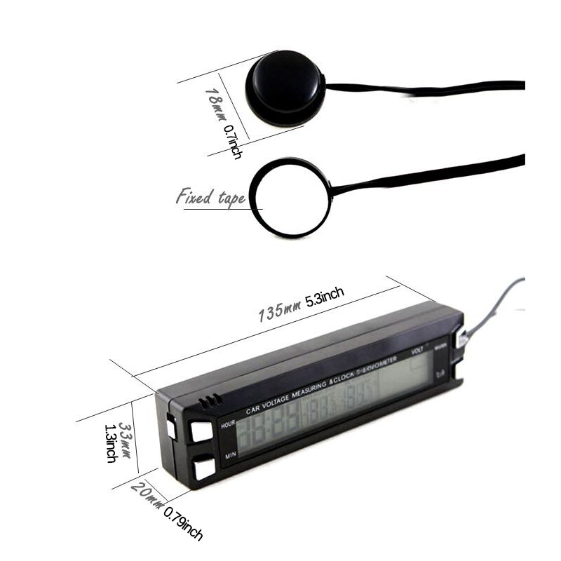 Multifunctional Car Luminous Clock Car Thermometer Voltmeter Temperature Alarm