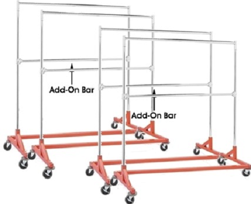 Commercial Grade Double Bar Rolling Z Rack with Nesting Orange Base (SET OF 4)