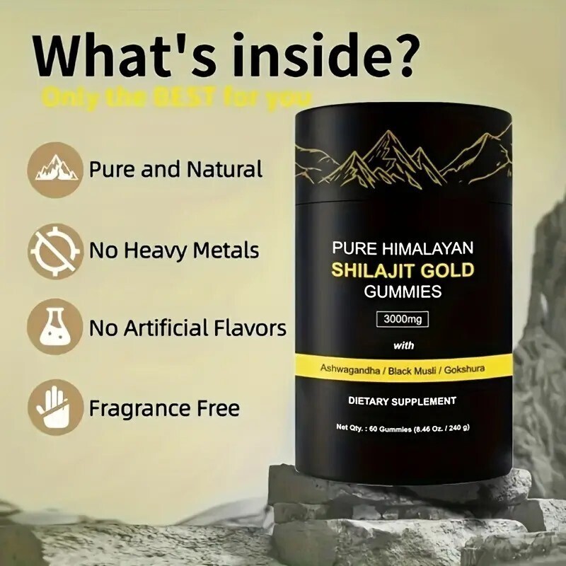 Himalayan Shilajit GOLD Gummies, Organic, Extremely Potent 3000 mg, Fulvic Acid.