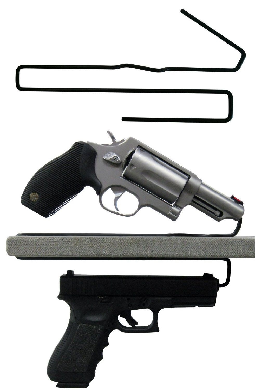 Gun Safety Storage Solutions Pack of 2  Shelf Handgun Pistol Hangers Over Under