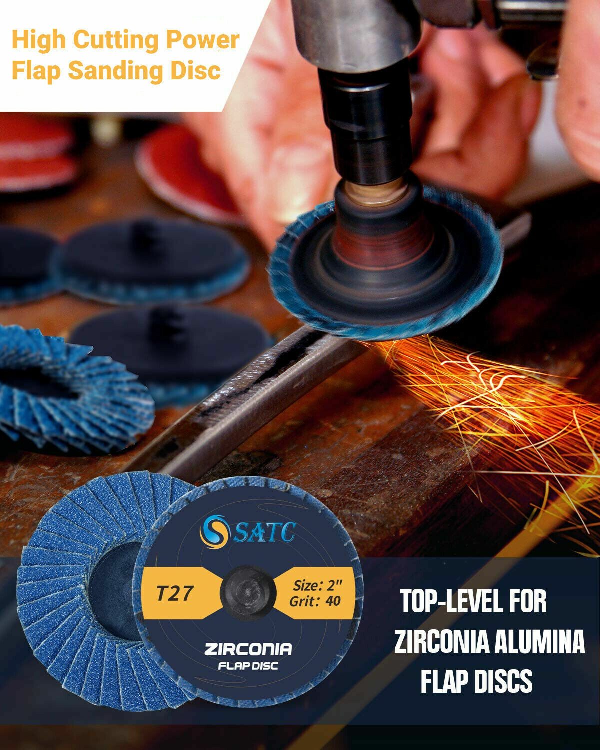 10x 2 inch Zirconia Roll Lock Die Grinder Drill Flap Disc 80 Grit Sanding Wheel