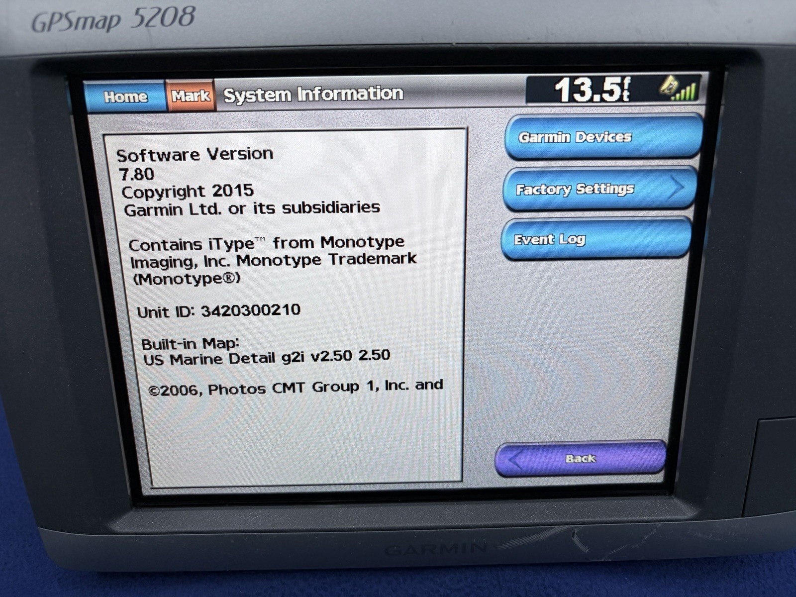Garmin GPSmap 5208 GPS Chartplotter Multifunction Display Unit- Tested Working