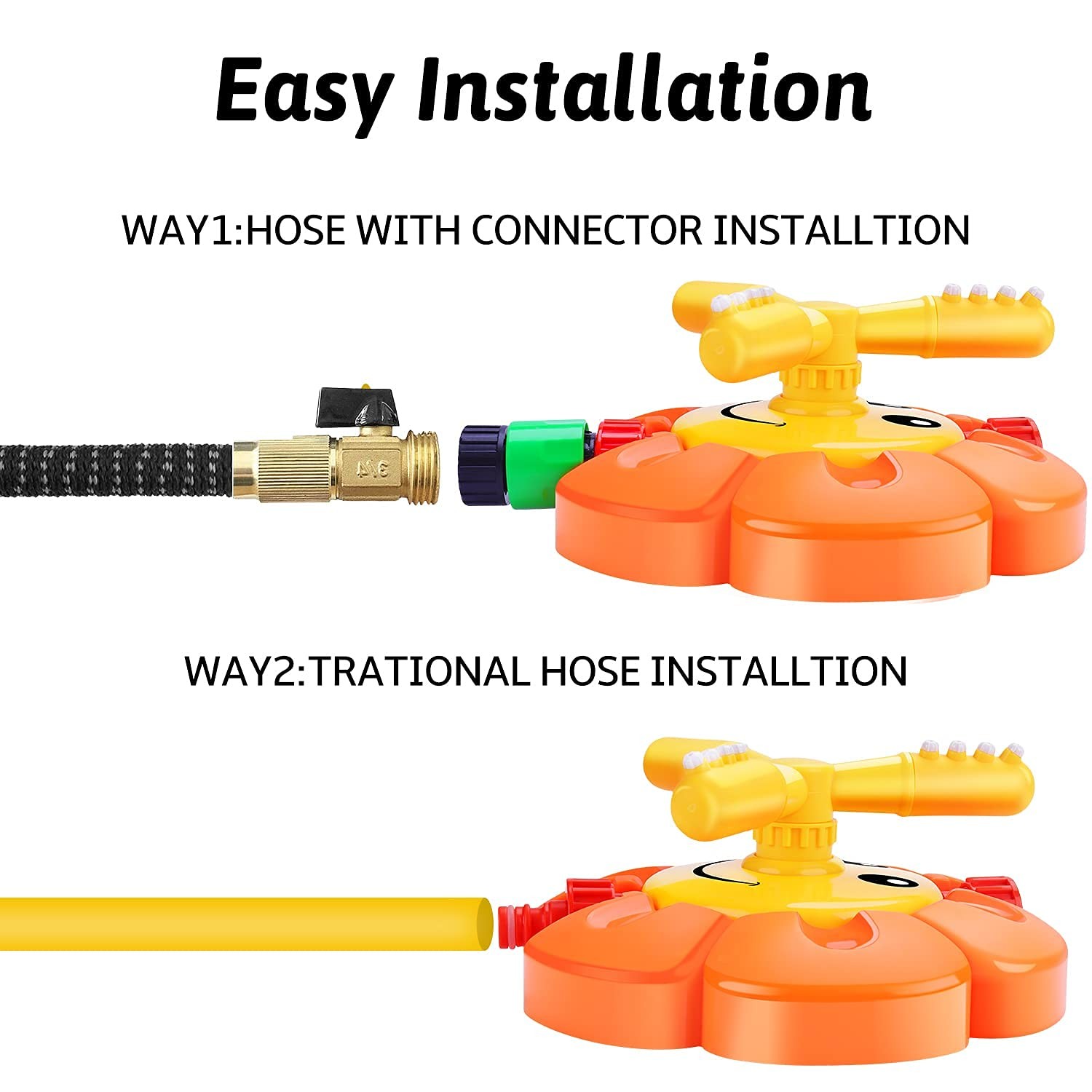 Water Sprinkler for Kids Toddlers Sprinklers with Roating Spray Nozzles Attac...