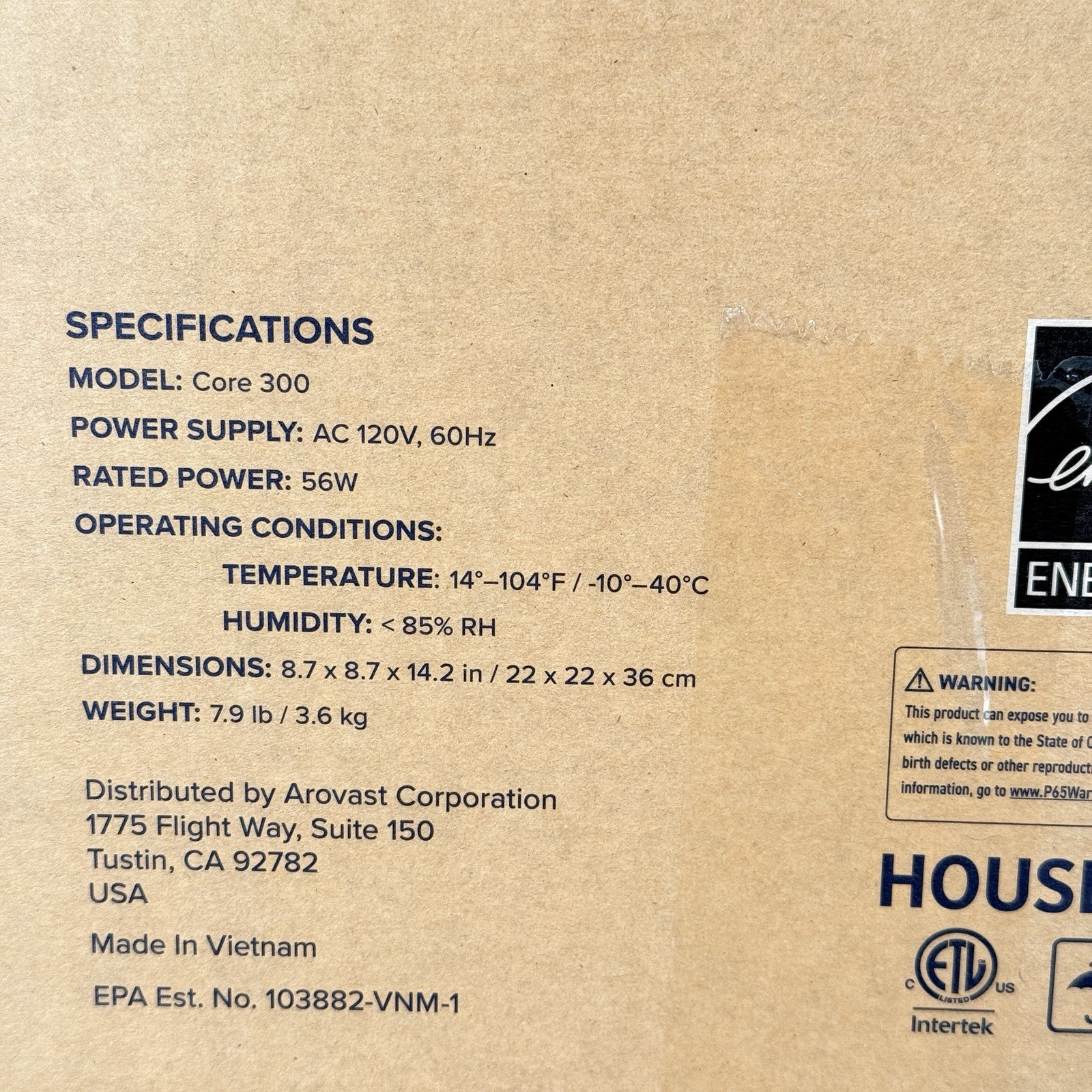 LEVOIT Core 300-P Air Purifier, Removes Dust Smoke Odor , Up to 1073 ft²