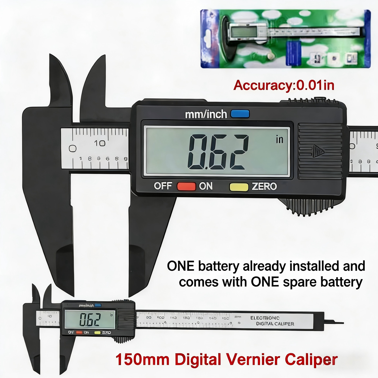6" 150mm Digital Caliper Micrometer LCD Gauge Vernier Electronic Measuring Tool