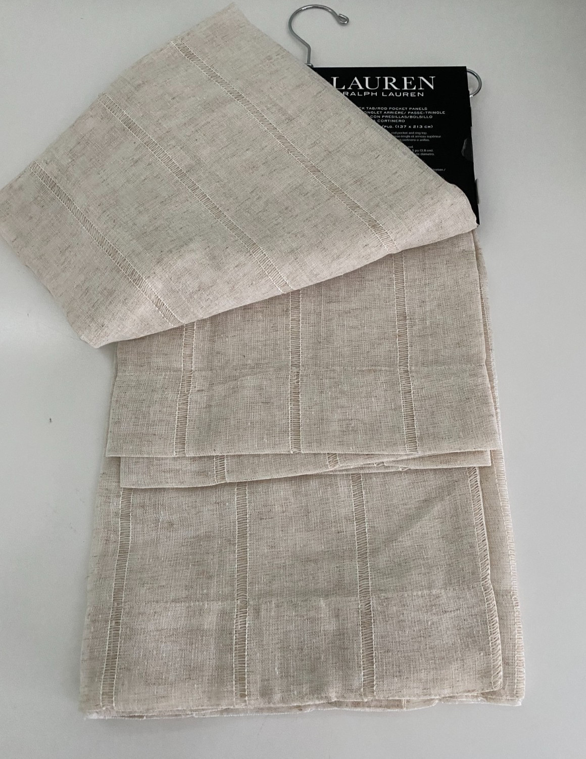 New Ralph Lauren Window Curtains 2 Panels Beige 54 x 84" Linen Hamilton Back Tab