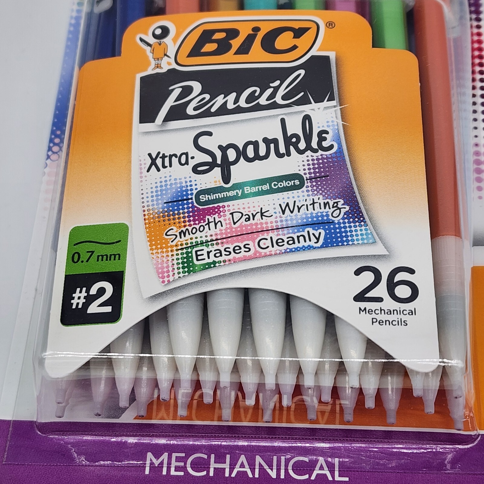 52 BIC Xtra Sparkle Mechanical Pencils 0.7mm #2 Dark Smooth Writing Shimmery