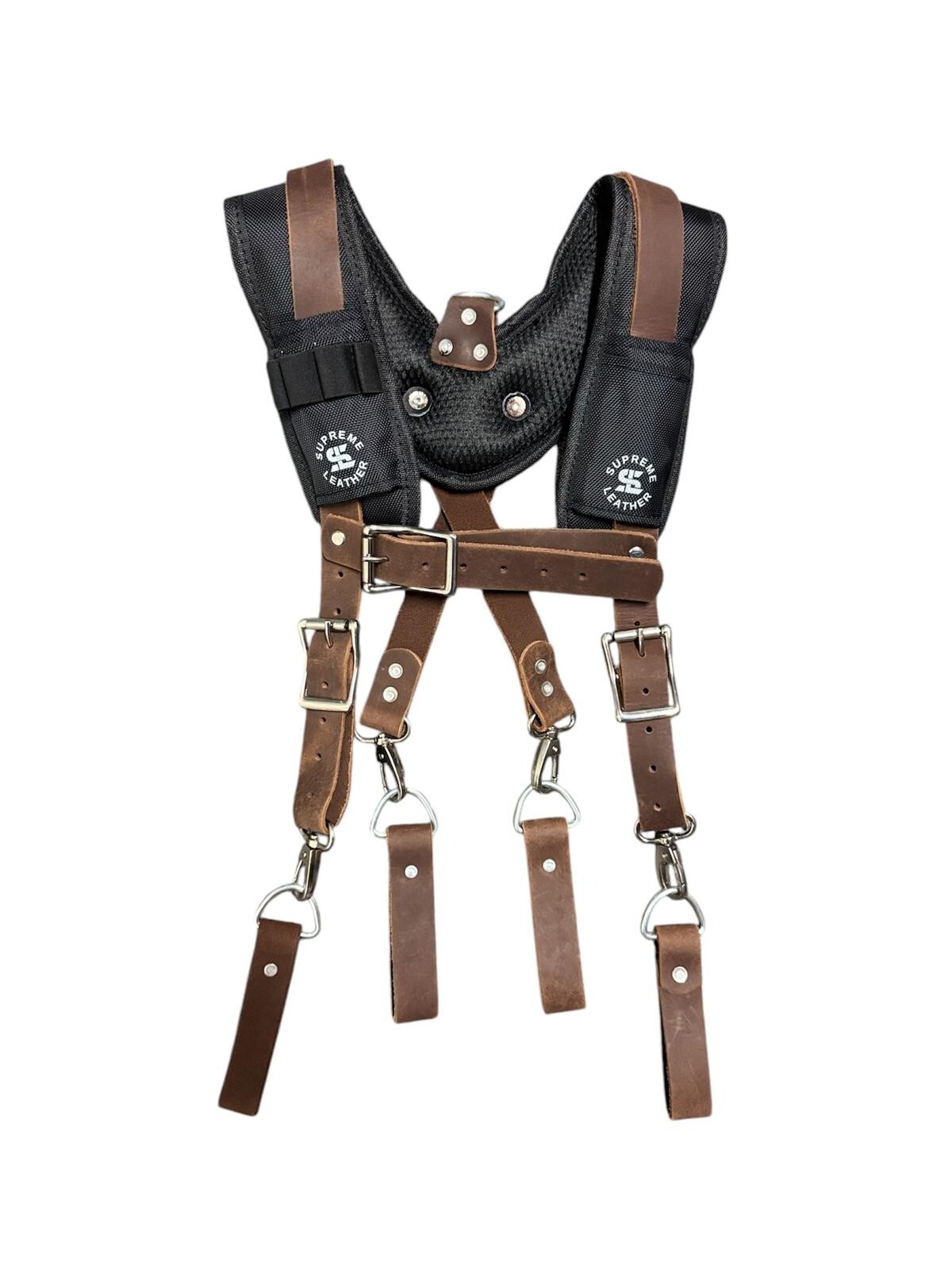 Padded Tool Belt Suspenders Adjustable Work Suspenders with 4 Detachable D-Loops