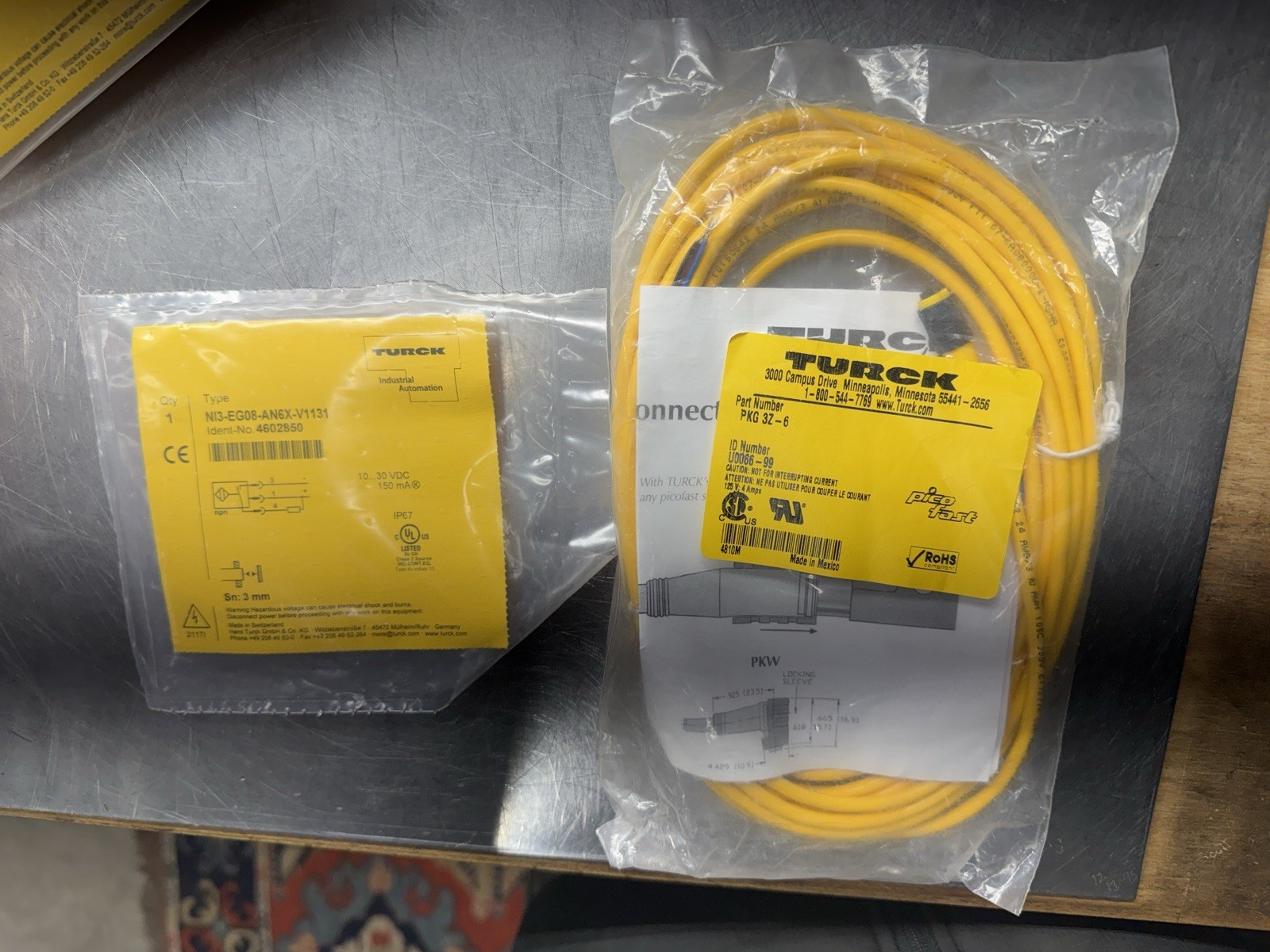 Proximity Switch TURCK NI3-EG08-AN6X-V1131 AND PKG 3Z-5 OR PKG 3Z-6 CABLE NEW