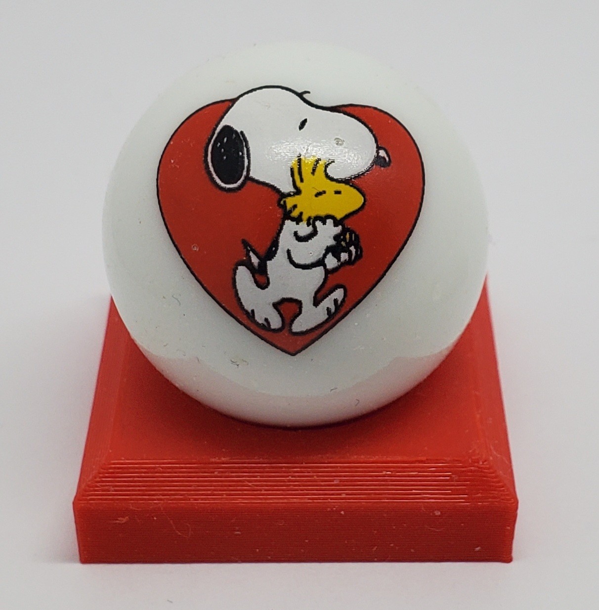 Snoopy Heart 1" Glass Logo Marble w/ Colored Stand