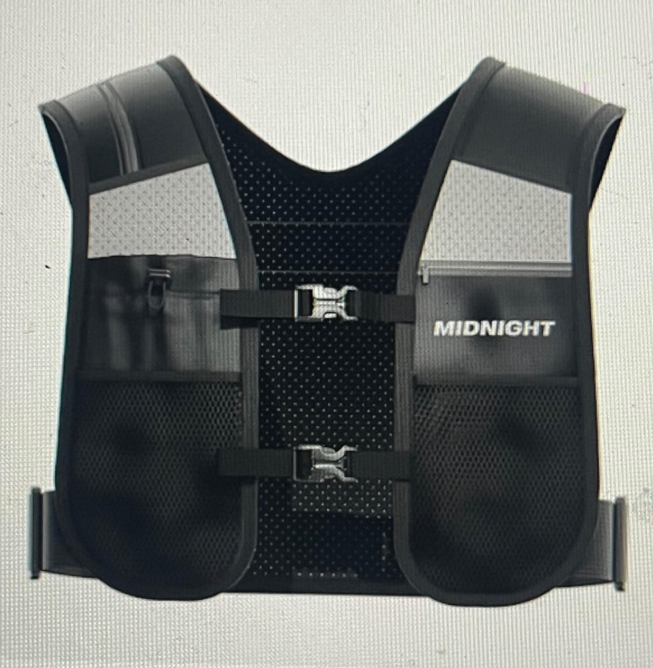 Reflective Water-Resistant Running Vest w/7 Pockets Phone Holder Size M/L night