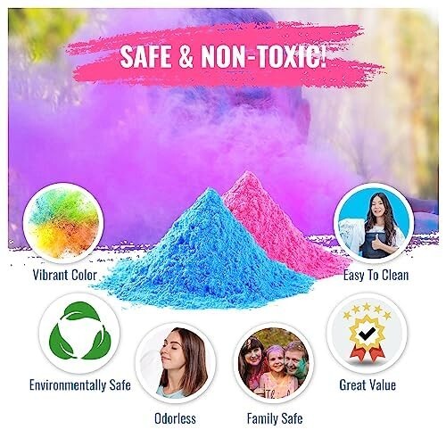 Color Blaze Gender Reveal Powder 75g Packets - Set of 10 (5 Pink / 5 Blue) Baby