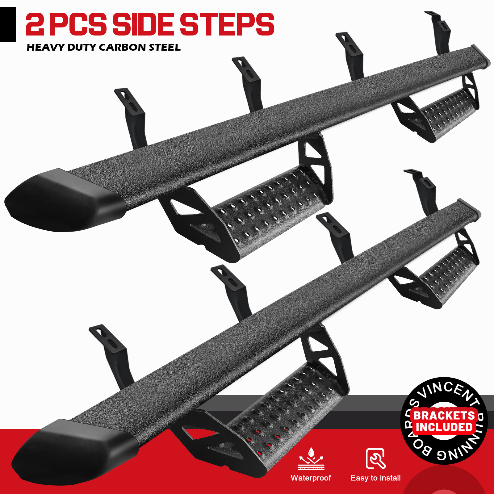 For 2024 Toyota Tacoma Double/Crew Cab 3" Drop Running Boards BLK Side Step BCTA