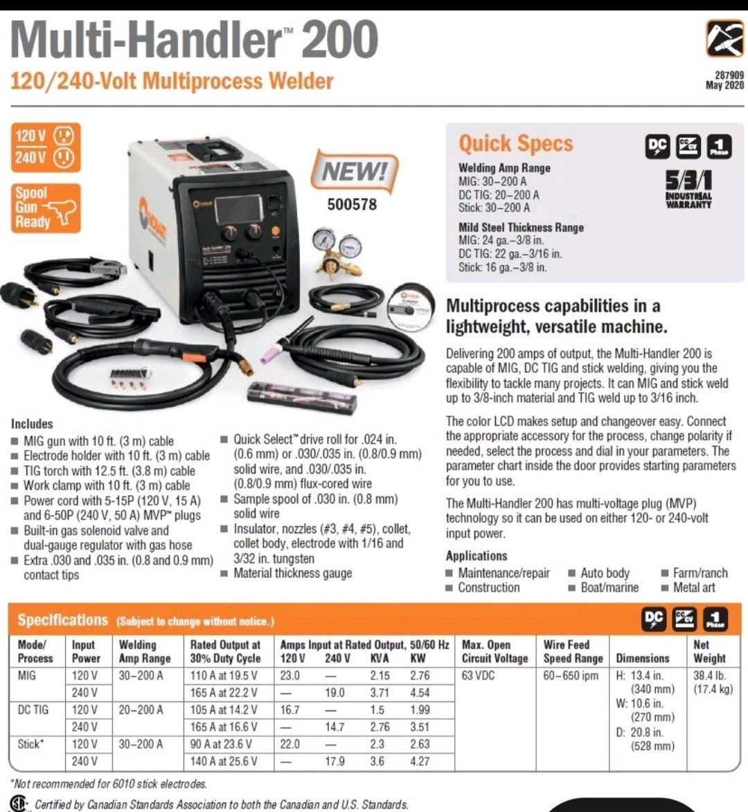 Hobart Multi-Handler 200 120/240V Multiprocess Welder