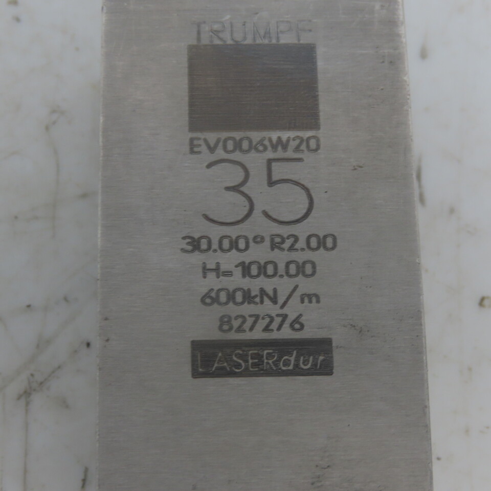 Trumpf 827276 EV0036W20 Brake Press Die 30° 35mm Wide R2.0 H=100mm Laser dur
