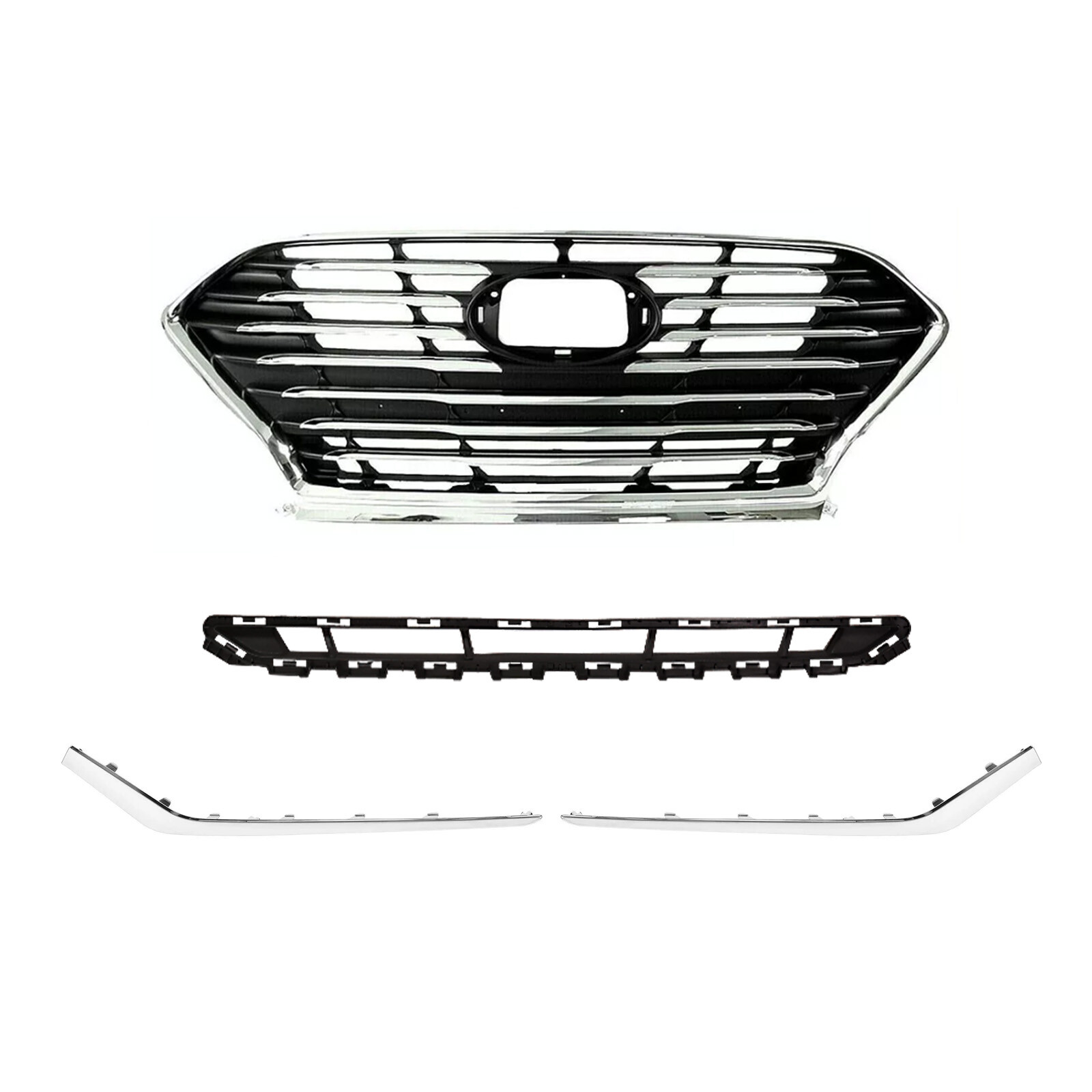 Front Grill Trim Set Fits Fits 2018 2019 Hyundai Sonata Sedan Hybrid Only