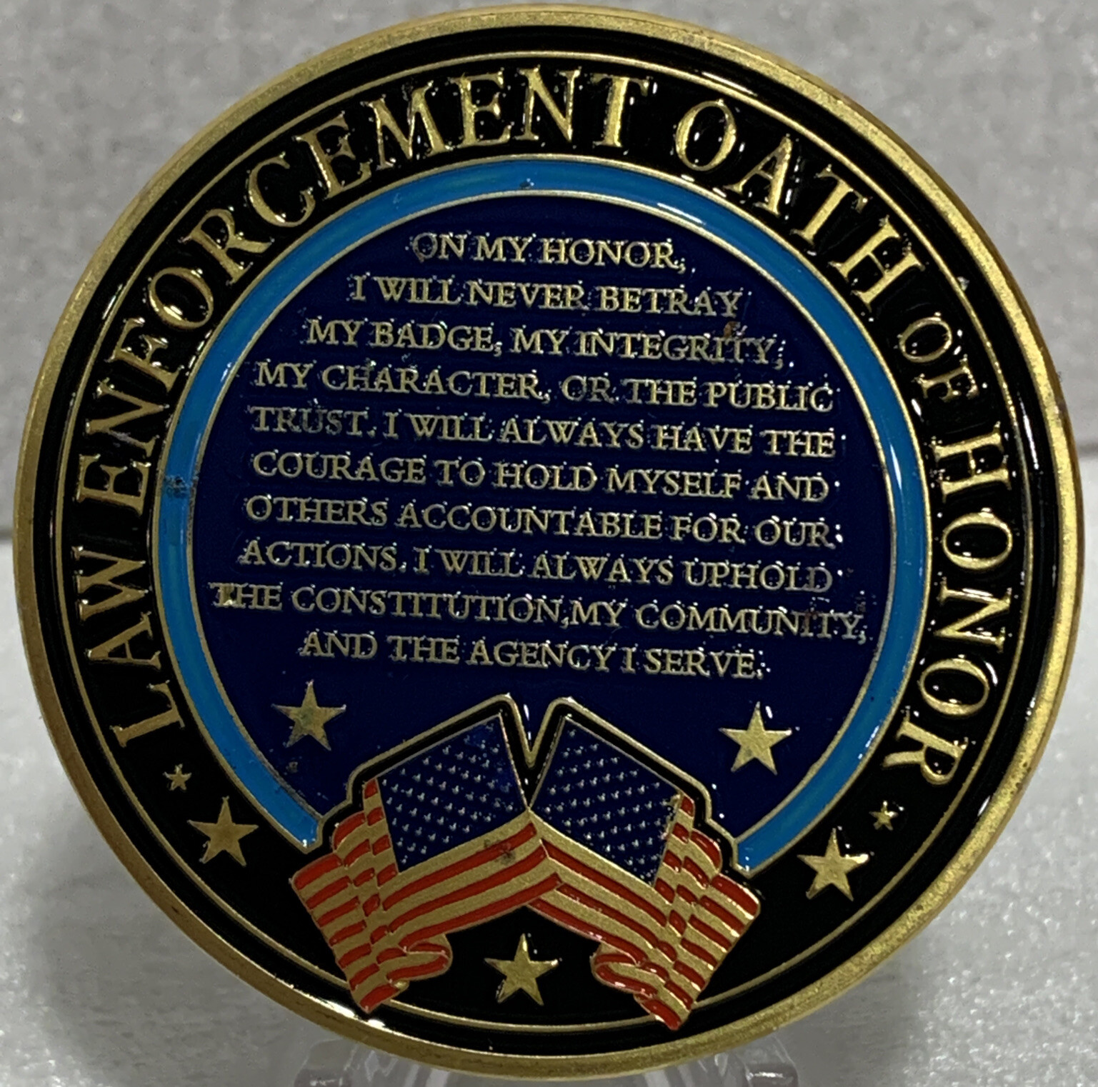* Sheriff Deputies Challenge Coin With Law Enforcement Oath In Airtight Capsule
