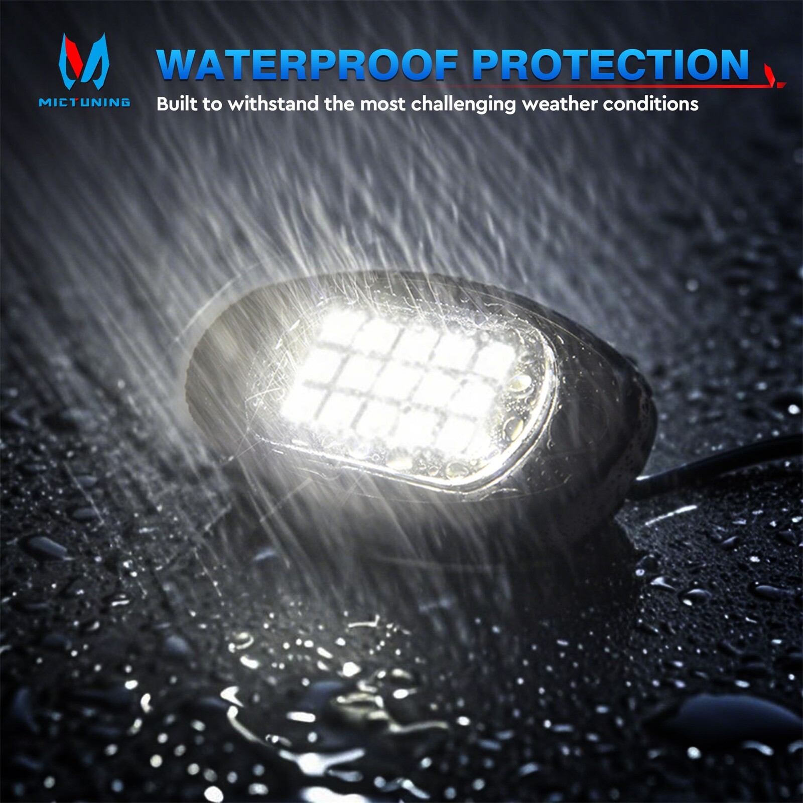 12 Pods Pure White LED Rock Lights, Waterproof Underglow Under Car Truck Lights