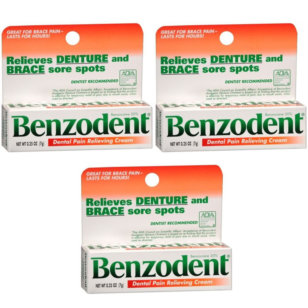 3 Pack Benzodent Denture Ointment - 0.25 Oz Each