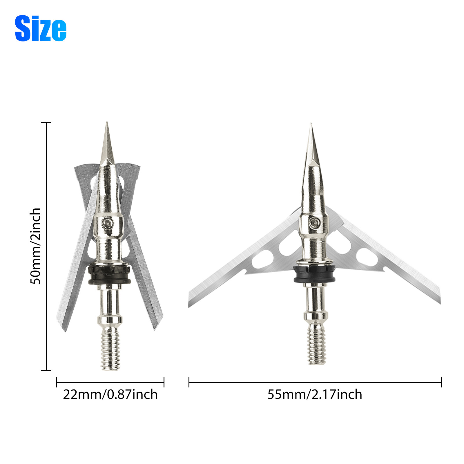 24Pcs 100Grains Archery Broadheads 2" Dia Expandable Hunting Arrowhead w/2 Blade