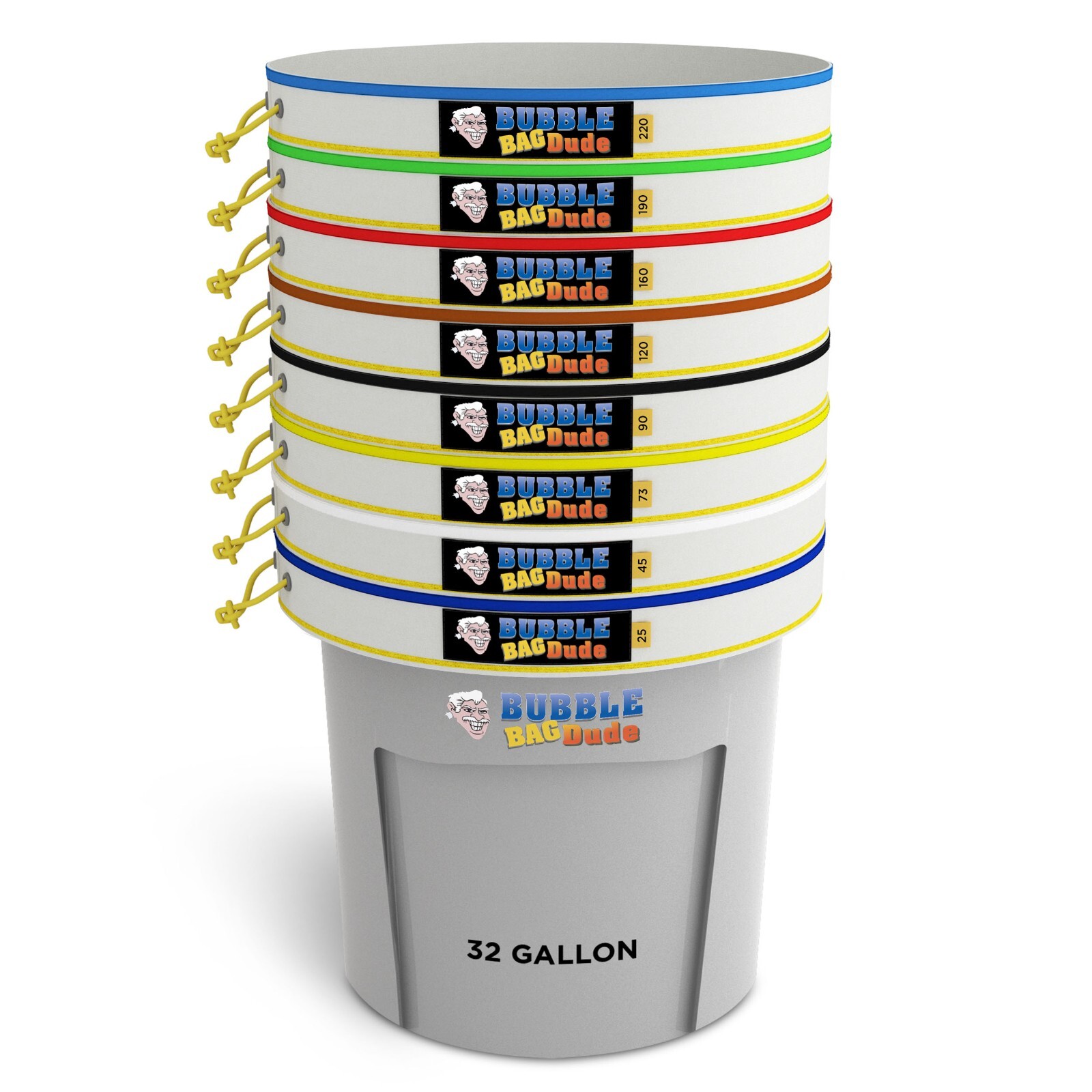 Bubble Bag BUBBLEBAGDUDE 32 GAL - 8 Bag Kit All Mesh Bubble Hash Bags Extractor