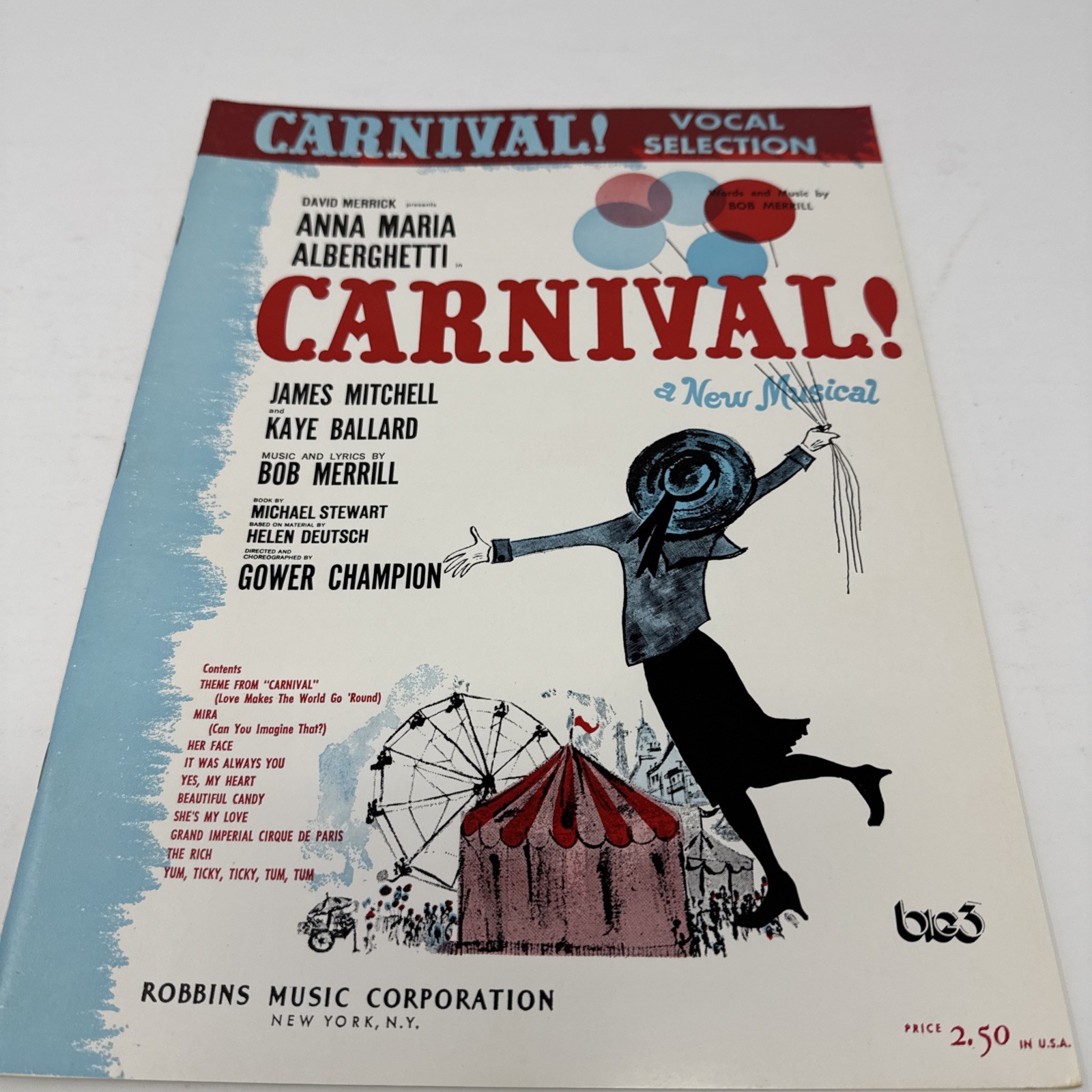 CARNIVAL Vocal Selection Bob Merrill Sheet Music Songbook  Broadway Vintage 1961