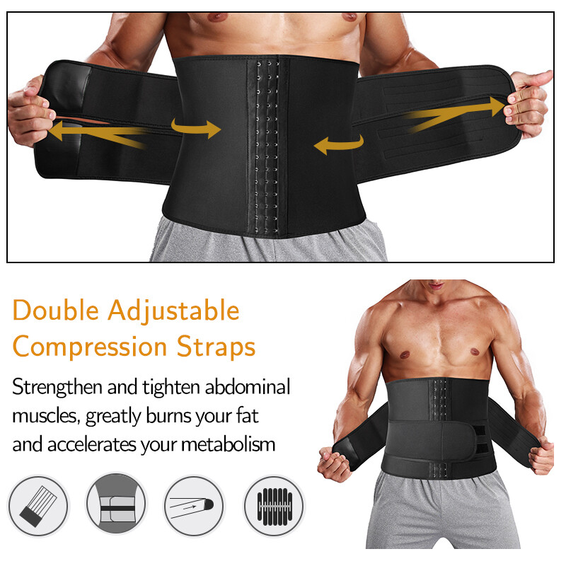 Men's Fat Burner Waist Trainer Cincher Sauna Sweat Belt Body Shaper Workout