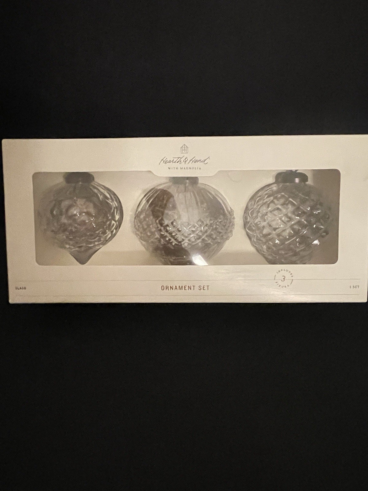 Hearth & Hand Magnolia Ornate Clear Glass Ornaments Set 2025 Holiday Collection