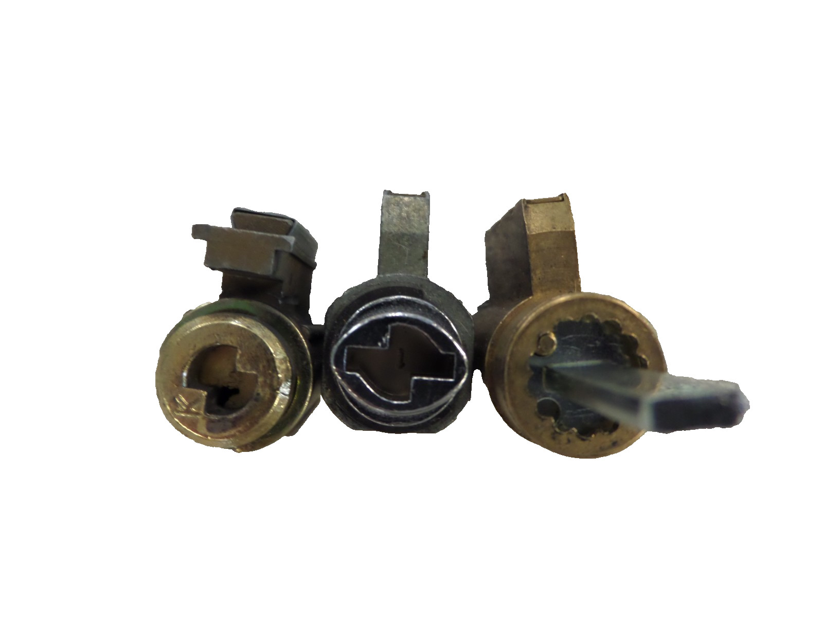 LOT OF 3 KW1/SCHLAGE/SC1 5 & 6 PIN LOCK CYLINDERS USED NO KEYS LOCKSPORT