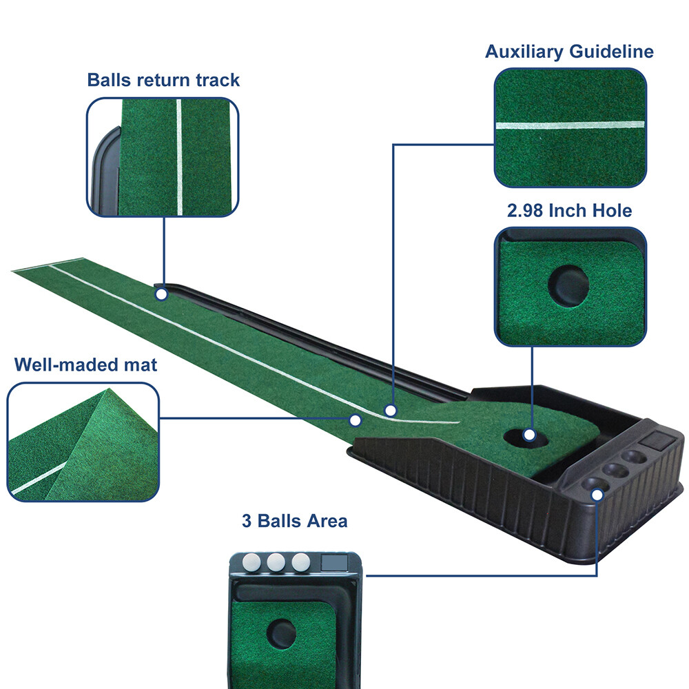 Golf Putting Matt with Ball Return Portbale Indoor Putting Green Trainning Aids