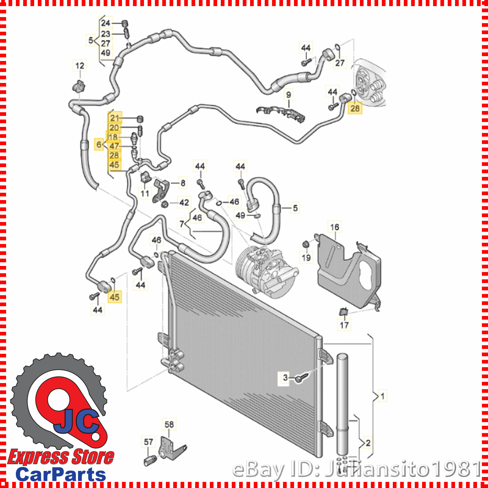 5C0820741AQ VOLKSWAGEN GENUINE OEM JETTA AC REFRIGERANT LIQUID HOSE