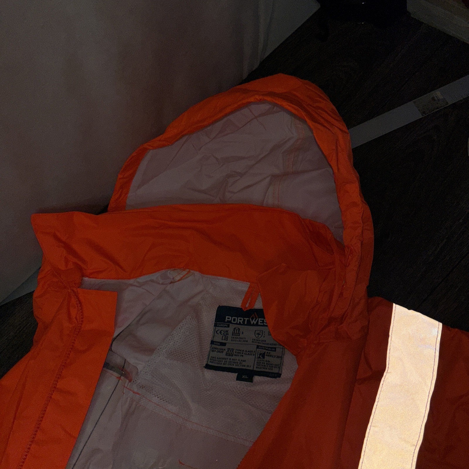 Portwest UH440 Hi-Vis Orange Rain Jacket XL Reflective Work Safety Logo