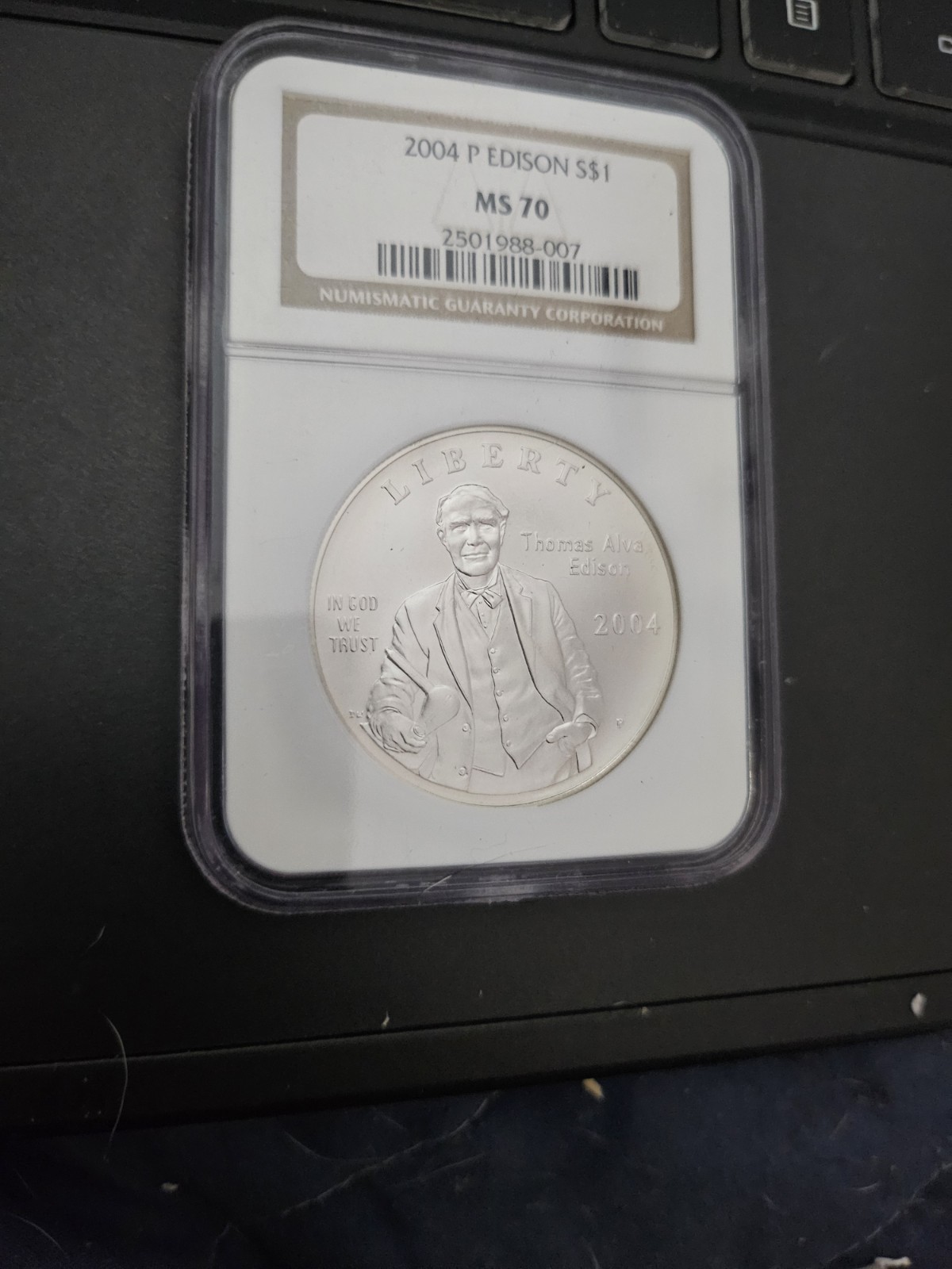 2004 Edison $1 Silver Commemorative Coin NGC MS 70 Philadelphia