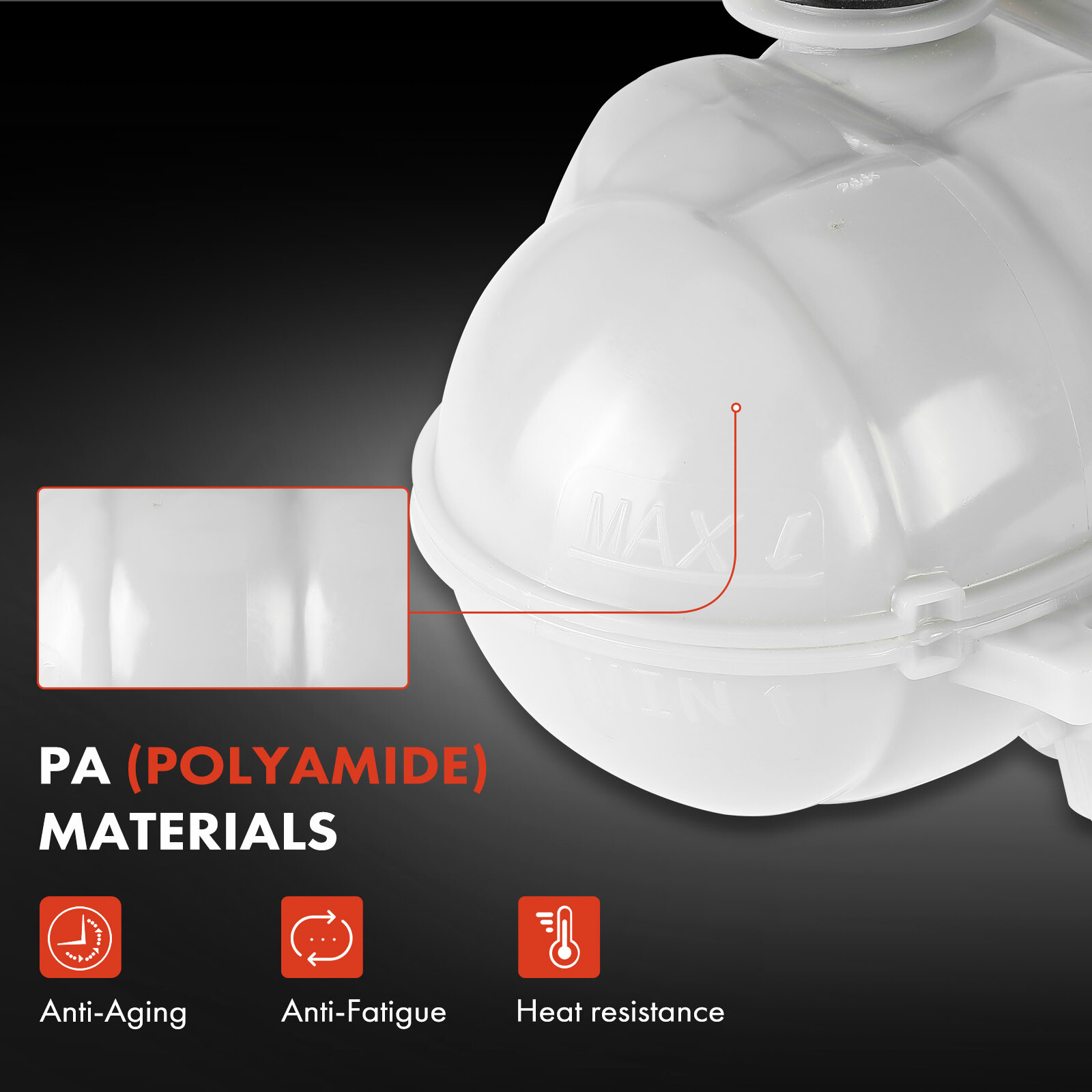 Engine Coolant Reservoir Tank w/ Cap for Ford Mustang 15-20 2.3L 3.7L 5.0L 5.2L