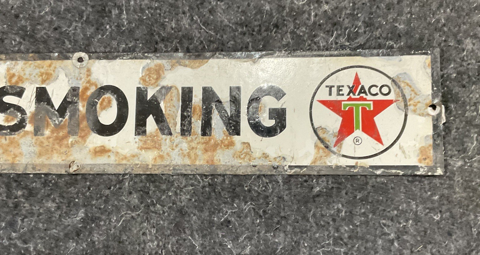 Texaco NO SMOKING Porcelain Gas Station Sign, original, vintage 23"×4"