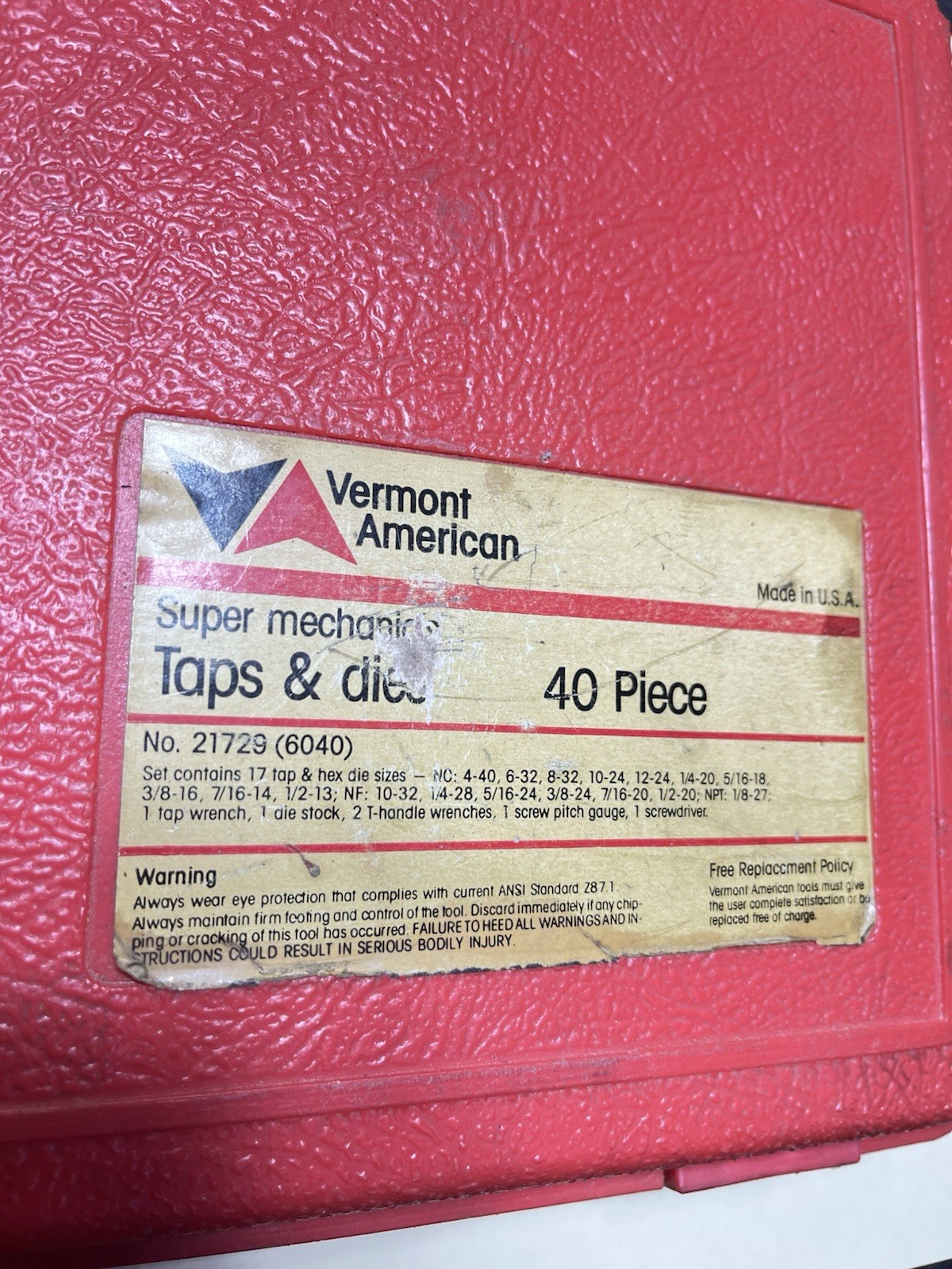 Vermont American SAE Taps And Dies Used Incomplete