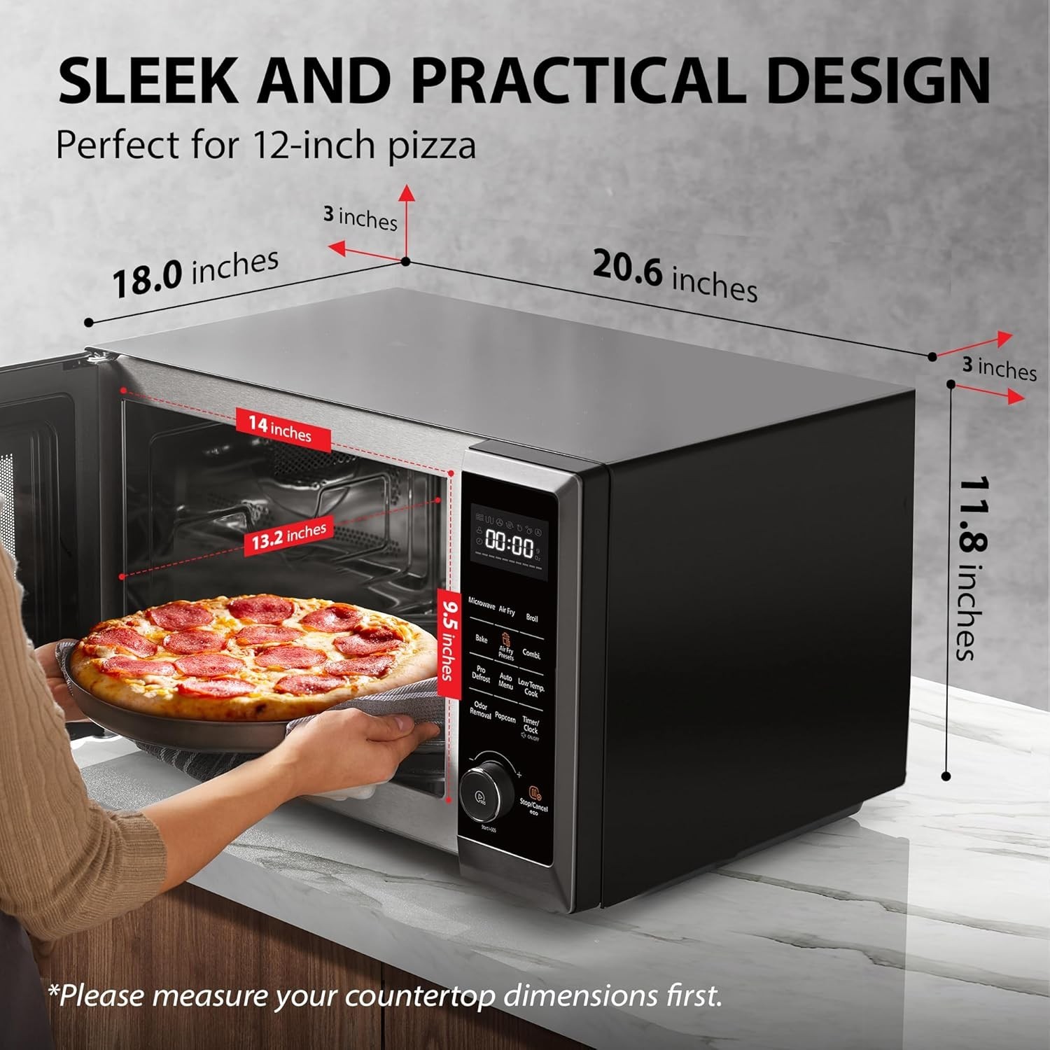 TOSHIBA Air Fryer Combo 8-in-1 Countertop Microwave Oven, with Convection, Broil