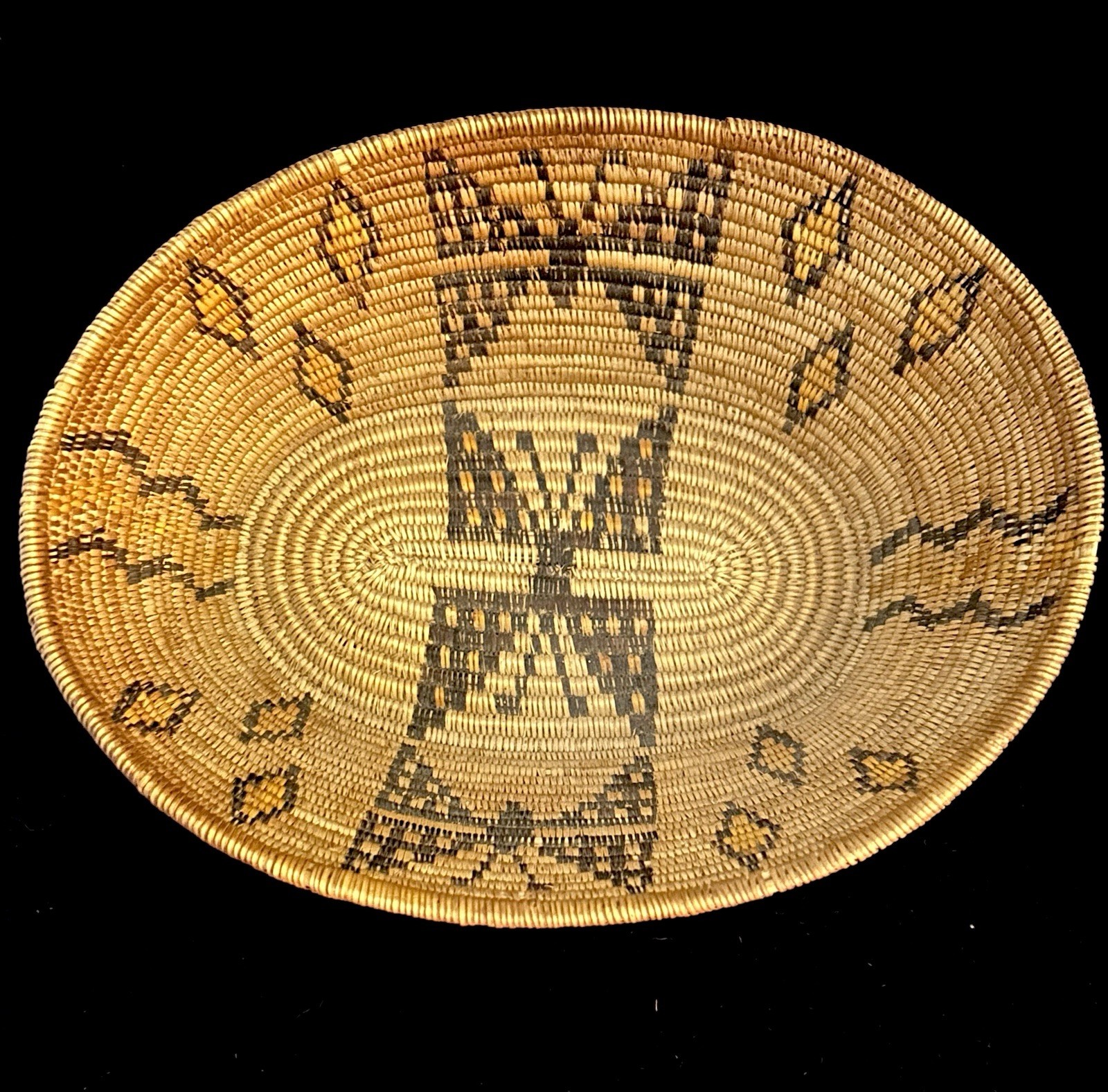 Rare Panamint California Native Basket Butterfly Diamond Zig Zag Polychrome